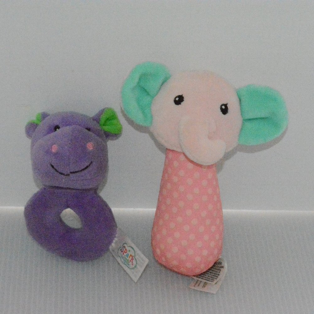 Lot Baby Plush Stick Hand Rattles Toys Elephant